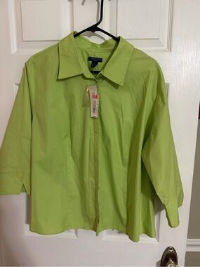 Westbound Lime Green Casual Button-Down Shirt, NWT, 2X- stretchy